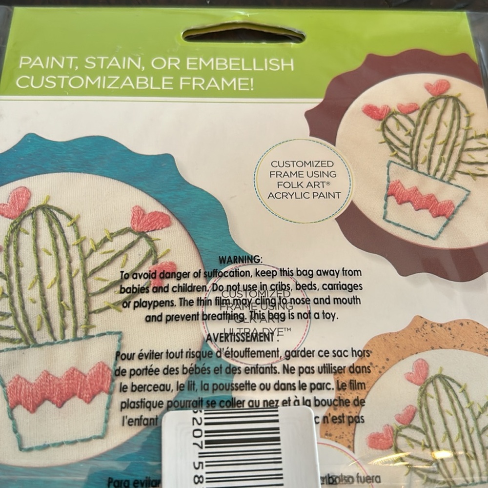 💕 Bucilla My 1st Stitch Cactus Embroidery Kit With Pink and Green Threads New - Picture 5 of 10